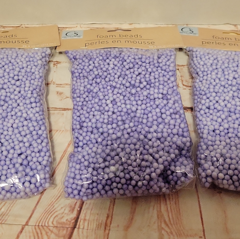 New - Crafter’s Square - Purple Foam Beads lot of 3 bags